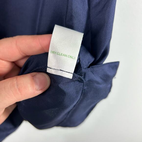 Lilly Pulitzer Navy Blue Ruffle Blouse 100% Silk Short Sleeved Size 0 - Picture 5 of 7